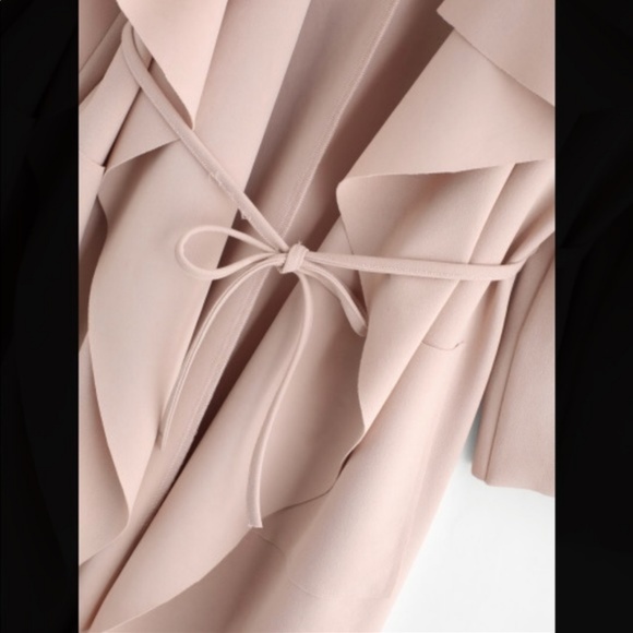 Waterfall Collar Pocket Front Wrap Coat - Picture 3 of 8